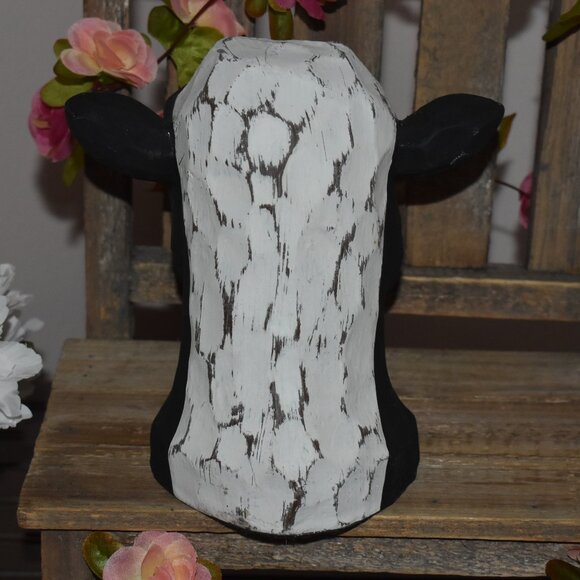 Shabby Chic Distressed Wood Dairy Cow Head Country Farmhouse Home Decor - Picture 5 of 12